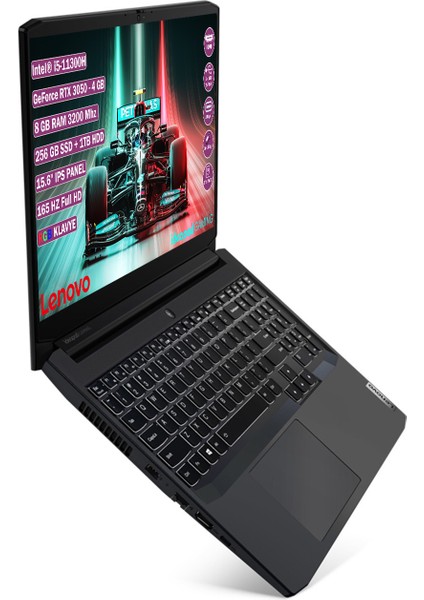 IdeaPad Gaming 3 15IHU6 Intel Core i5 11300H 8GB 256GB SSD 1TB HDD RTX 3050 Freedos 15.6" FHD Taşınabilir Bilgisayar 82K100CWTX