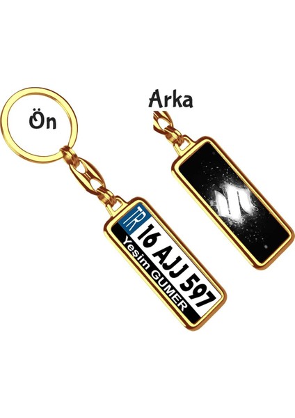 Kişiye Özel Suziki Parıltı Beyaz Logo Tema Plaka Anahtarlık