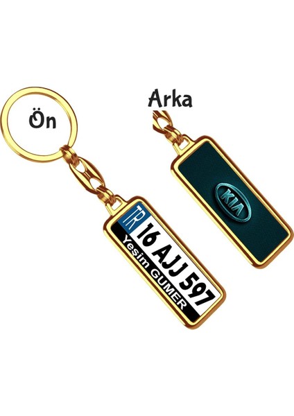 Kişiye Özel Kia Vıp Mavi Logo Tema Plaka Anahtarlık