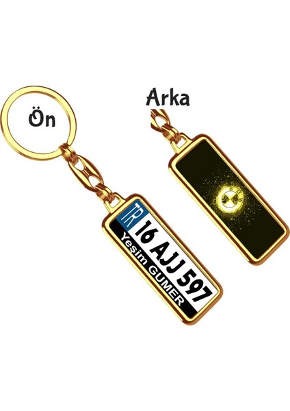 Kişiye Özel Bmw Neon Lights Sarı Logo Tema Plaka Anahtarlık