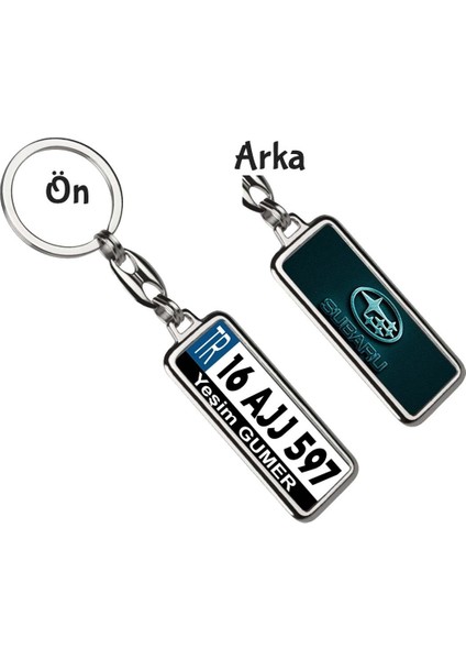 Kişiye Özel Subaru Mavi Parlama Logo Tema Plaka Anahtarlık
