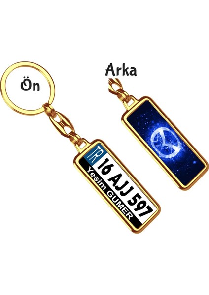 Kişiye Özel Mazda Parıltı Koyu Mavi Logo Tema Plaka Anahtarlık