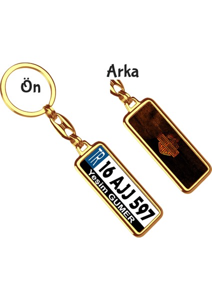 Kişiye Özel Harley Davidson Alev Logo Tema Plaka Anahtarlık