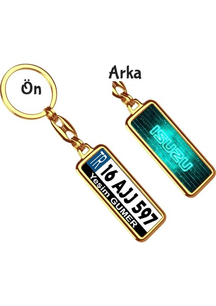 Kişiye Özel Isuzu Neon Turkuaz Logo Tema Plaka Anahtarlık