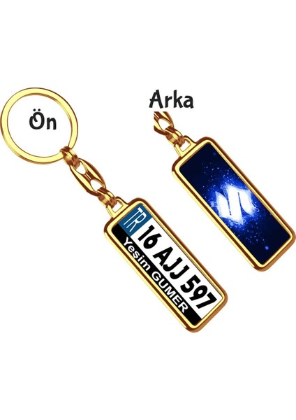 Kişiye Özel Suziki Parıltı Koyu Mavi Logo Tema Plaka Anahtarlık