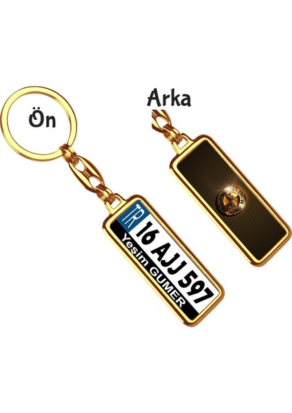 Kişiye Özel Bmw Altın Parlama Logo Tema Plaka Anahtarlık