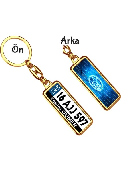 Kişiye Özel Subaru Neon Mavi Logo Tema Plaka Anahtarlık