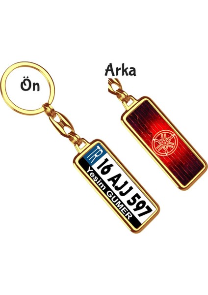 Kişiye Özel Yamaha Neon Kırmızı Logo Tema Plaka Anahtarlık
