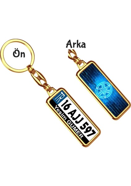 Kişiye Özel Yamaha Neon Mavi Logo Tema Plaka Anahtarlık