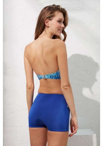 Kaia Straplez Şortlu Bikini Takım Palm Desenli 221239