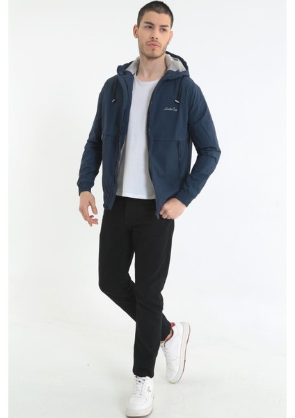 Erkek Indıgo Kapüşonlu Krinkıl Hafif Baharlık Ceket fiyatları