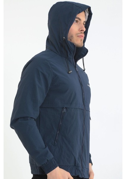 Erkek Indıgo Kapüşonlu Krinkıl Hafif Baharlık Ceket fırsatları