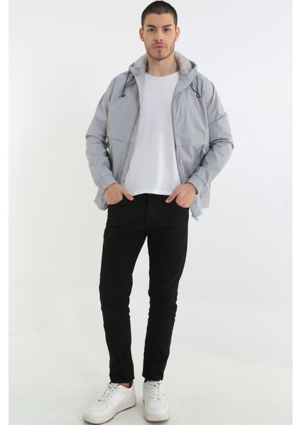 Erkek Açık Gri Kapüşonlu Krinkıl Hafif Baharlık Ceket fiyatları