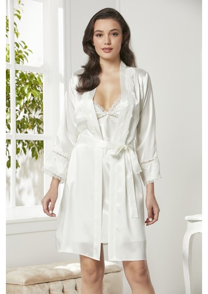 6965 Altılı Saten Gecelik - Sabahlık Takımı