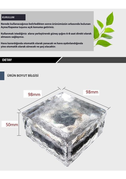 4ADET Solar Güneş Enerjili 4ledli Buz Cam Zemin Dekoratif Bahçe Aydınlatma Kristal Havuz fırsatları