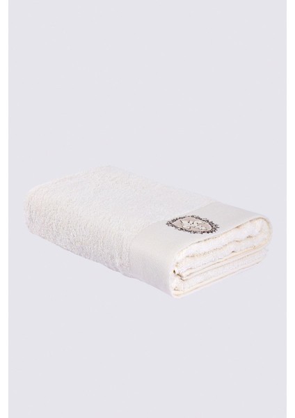 Ella Banyo Havlusu Organik Pamuk Nakışlı Krem 80X150 cm