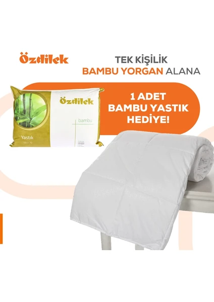 Tek Kişilik Bambu Yorgan 1 Adet Bambu Yastık Hediyeli