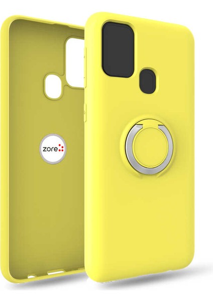 Galaxy A21S Kılıf Standlı Yüzüklü Manyetik Soft Silikon