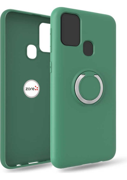 Galaxy A21S Kılıf Standlı Yüzüklü Manyetik Soft Silikon
