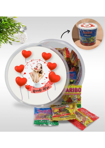 Kişiye Özel Isimli Fotoğraflı Doğum Günü Tasarımlı Dev Boy Haribo Minis Kovası (10GX100ADET) Model 6