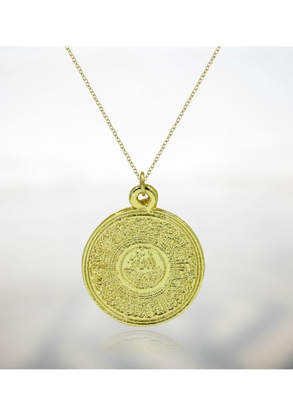 Kişiye Özel Kabe Temalı Kupa ve Kabartmalı Gold Ayetel Kürsi Kolye Seti