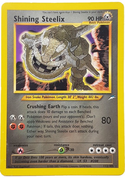 Pokemon Shining Steelix 90HP Kart