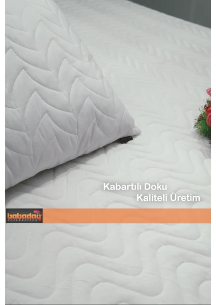 Babadağ Koleksiyon Yatak Alezi Kapitoneli Fitted (Tam Sarar) 180GR. Elyaf Pofuduk, 120X200 Pamuklu Kumaş