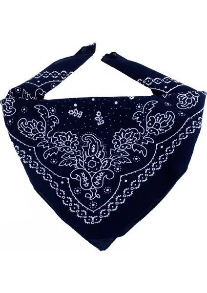 Afillix Concept Lacivert Etnik Çiçek Tasarım %100PAMUK Bandana