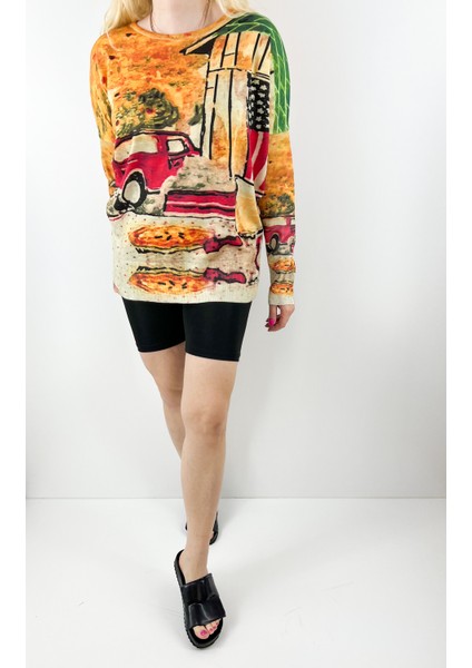 Baskılı Renkli Triko Bluz fiyatları