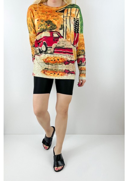 Baskılı Renkli Triko Bluz fırsatları