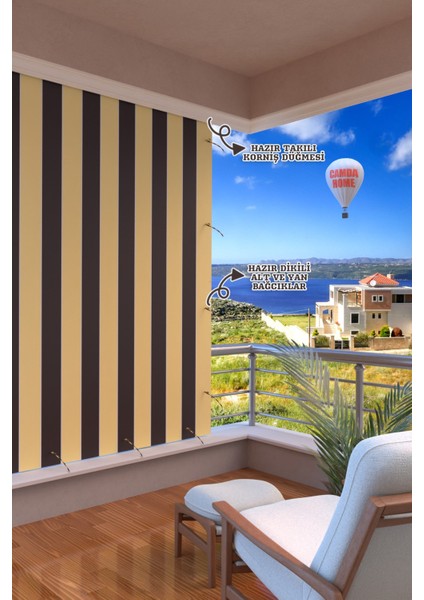 Balkon Perdesi, 420 x 200 Kahverengi Renkli Balkon Brandası
