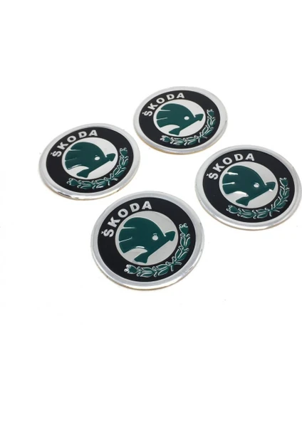 Skoda Jant Göbeği Alüminyum Sticker Yapıştırma 60MM 4'lü Set