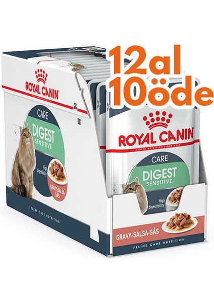 Pouch Gravy Digest Sensitive Hassas Kedi Maması 85 gr - Box - 12 Al 10 Öde