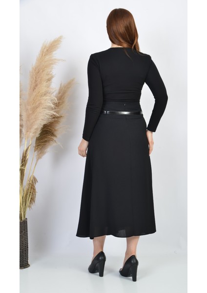 line Bayan Baharlık Astarlı Etek 755 Etamin Desen Siyah indirimleri