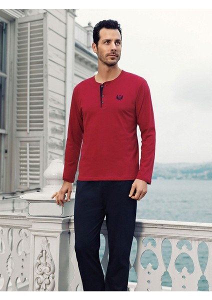 Erkek 4'lü Penye Düğmeli Çeyiz Damat Pijama Takım