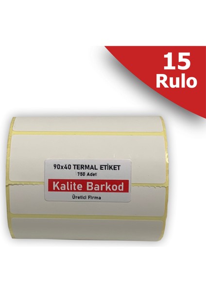 90X40 Termal Etiket - 15 Rulo Barkod Etiketi