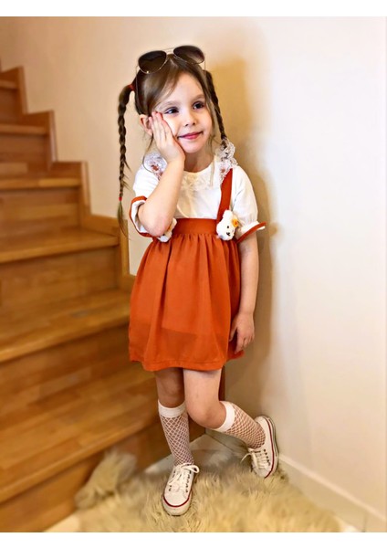 Kız Çocuk Ayıcık Detay Kırmızı Slopet Elbise fiyatları