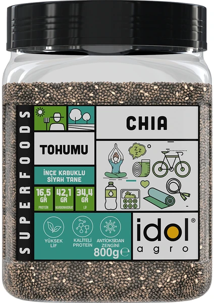 Idolagro Chia Tohumu Superfoods Glutensiz Keto Dostu Tam Protein+Yüksek Lif 800 gr