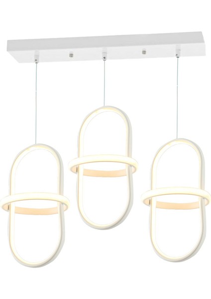 TT006-3S-BY Minyon Modeli 3'lü Mat Beyaz Sıralı LED Avize
