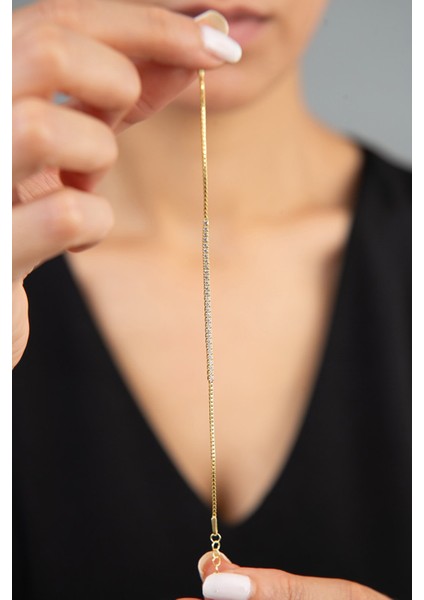 925 Ayar Gümüş Gold Kaplama Zirkon Taşlı Su Yolu Bileklik fiyatları