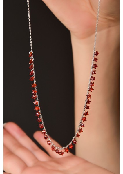 925 Ayar Gümüş Rodyum Kaplama Turuncu Zirkon Taşlı Yıldız Kolye fiyatları