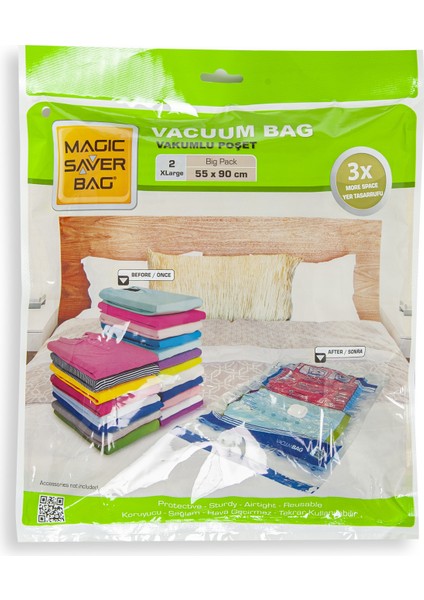 Magic Saver Bag 2'li XLarge Vakumlu Poşet Seti