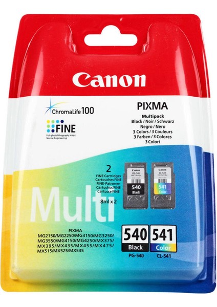 Canon 540 Siyah / 541 Renkli Kartuş (2'li Paket) PG-540 + CL-541