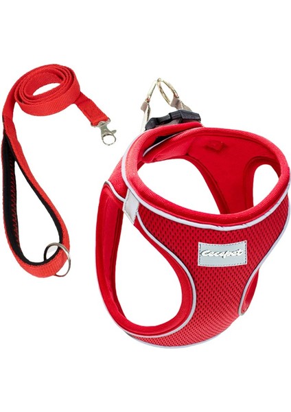 Cool Walk Air Mesh Kırmızı Köpek Göğüs Tasması Large