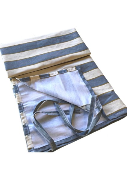 Balkon Perdesi Korniş Tokalı Bağcıklı Gri Krem 600X200