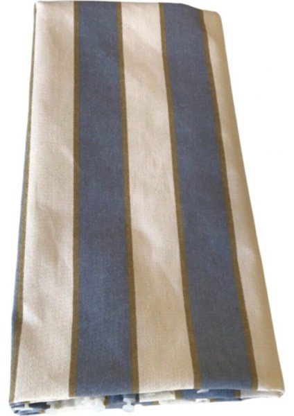 Balkon Perdesi Korniş Tokalı Bağcıklı Gri Krem 600X200