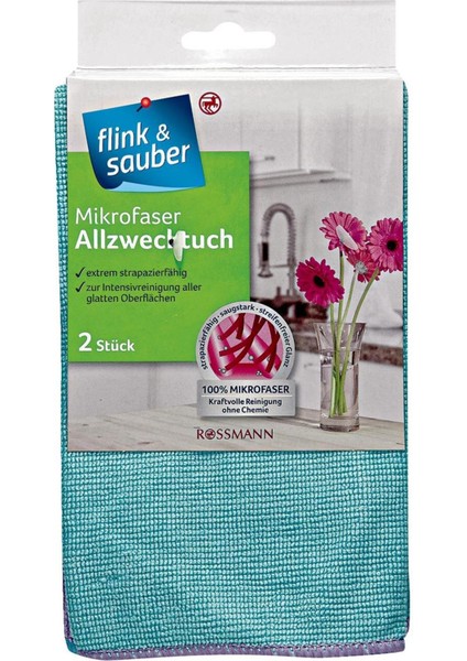 Flink & Sauber Mikrofiber Temizlik Bezi Genel Kullanım, 32X37 cm