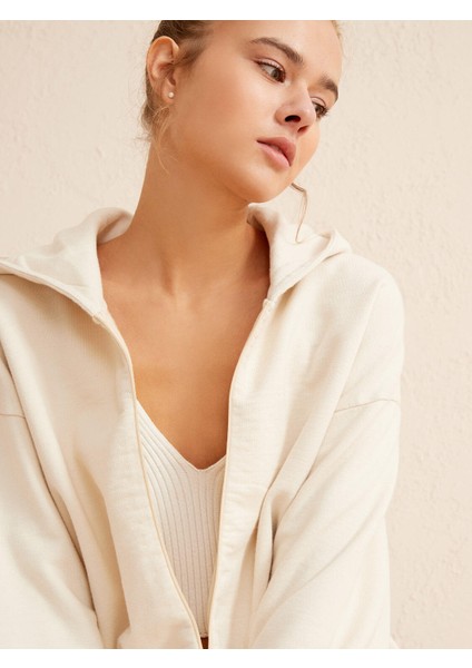 %100 Pamuk Kapüşonlu Oversize Sweatshirt