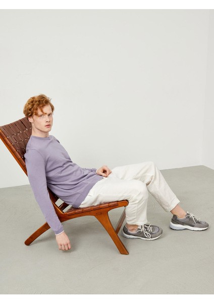 Bisiklet Yaka %100 Pamuk Regular Fit Basic Kazak