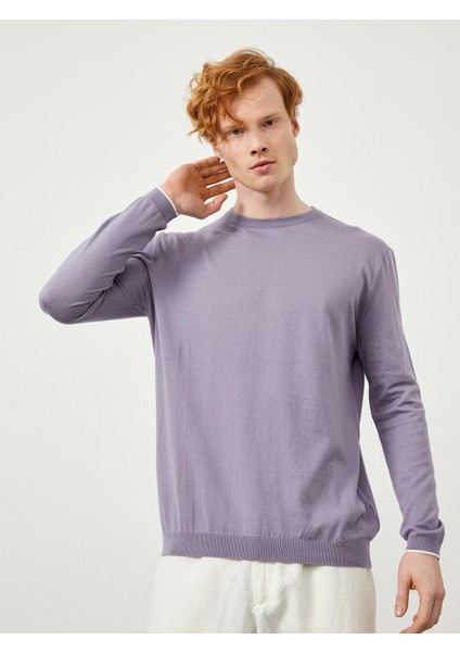 Bisiklet Yaka %100 Pamuk Regular Fit Basic Kazak